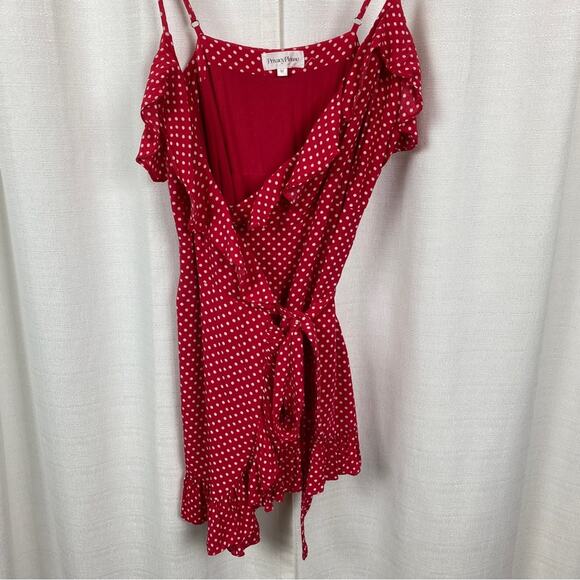 Revolve Privacy Please Giana Red Polka Dot Wrap Mini Dress Sz.M - Picture 5 of 15